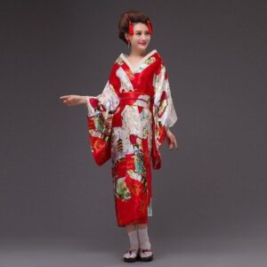 lang kimono i sateng for kvinner