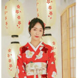 rod kimono kjole kvinne