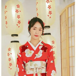 rod kimono kjole kvinne