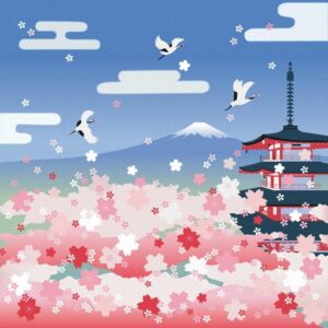 stoff med japansk kirsebaertre